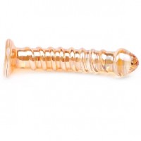 Glass Dildo Golden Color Textured